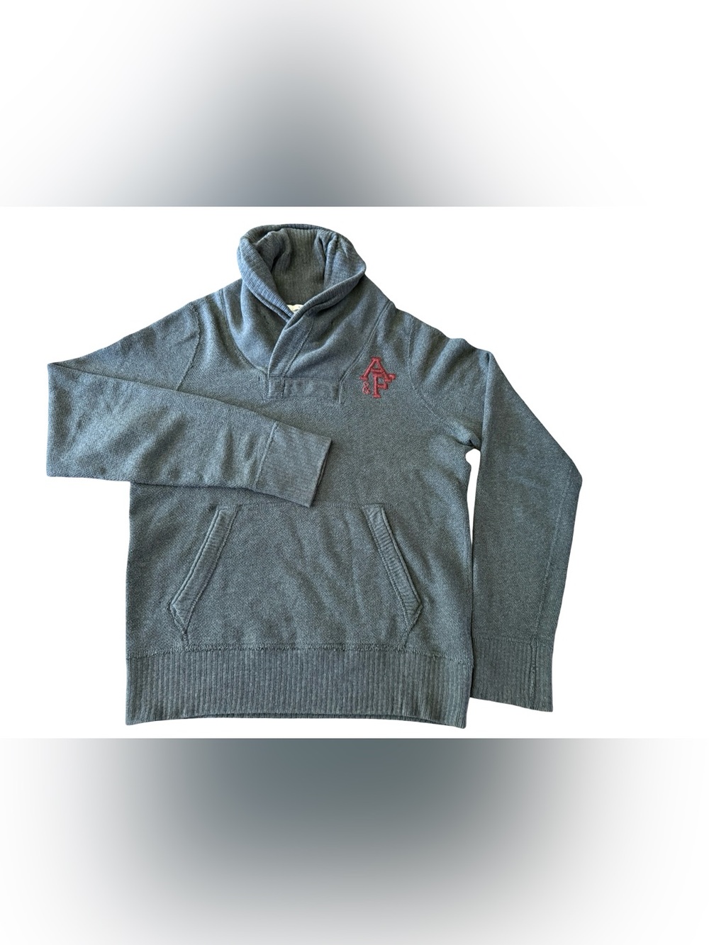 Abercrombie & Fitch Muscle Fit Shawl Collar Sweater Charcoal Gray Mens M